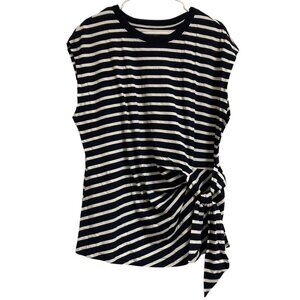 Women's OLD NAVY Everywear Sleeveless Side-Tie Top Navy Blue & White Stripe XL T